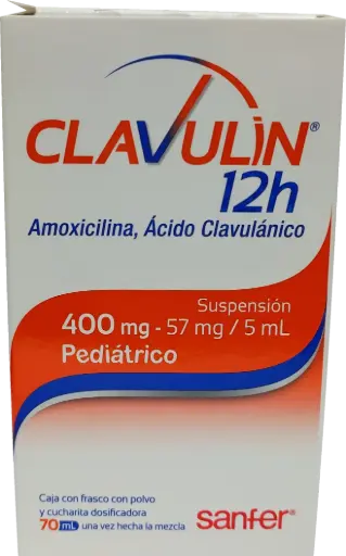 CLAVULIN 12HRS 400/57MG PED 70ML SUSP